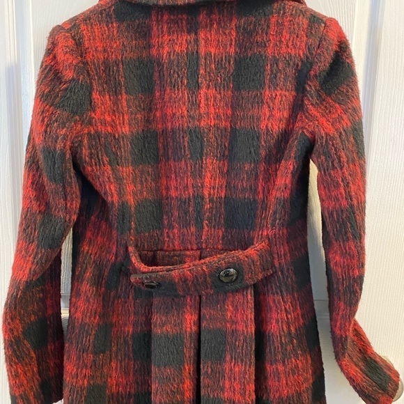 BCBG red & black Buffalo check pea coat - Picture 2 of 3